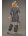 Tunique Elisa en lin chambray version robe bicolore gris ardoise /taupe
