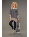 Tunique Elisa en lin chambray version courte bicolore gris ardoise /taupe