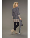 Tunique Elisa en lin chambray version courte bicolore gris ardoise /taupe