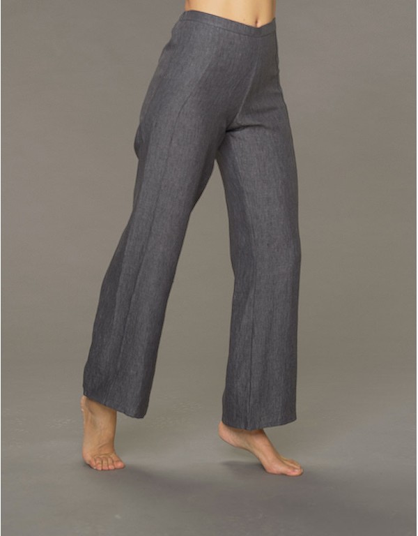 Pantalon Eden surpiqué en lin gris ardoise