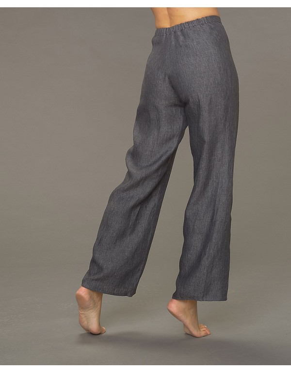 Pantalon Eden surpiqué en lin gris ardoise