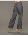 Pantalon Eden surpiqué en lin gris ardoise