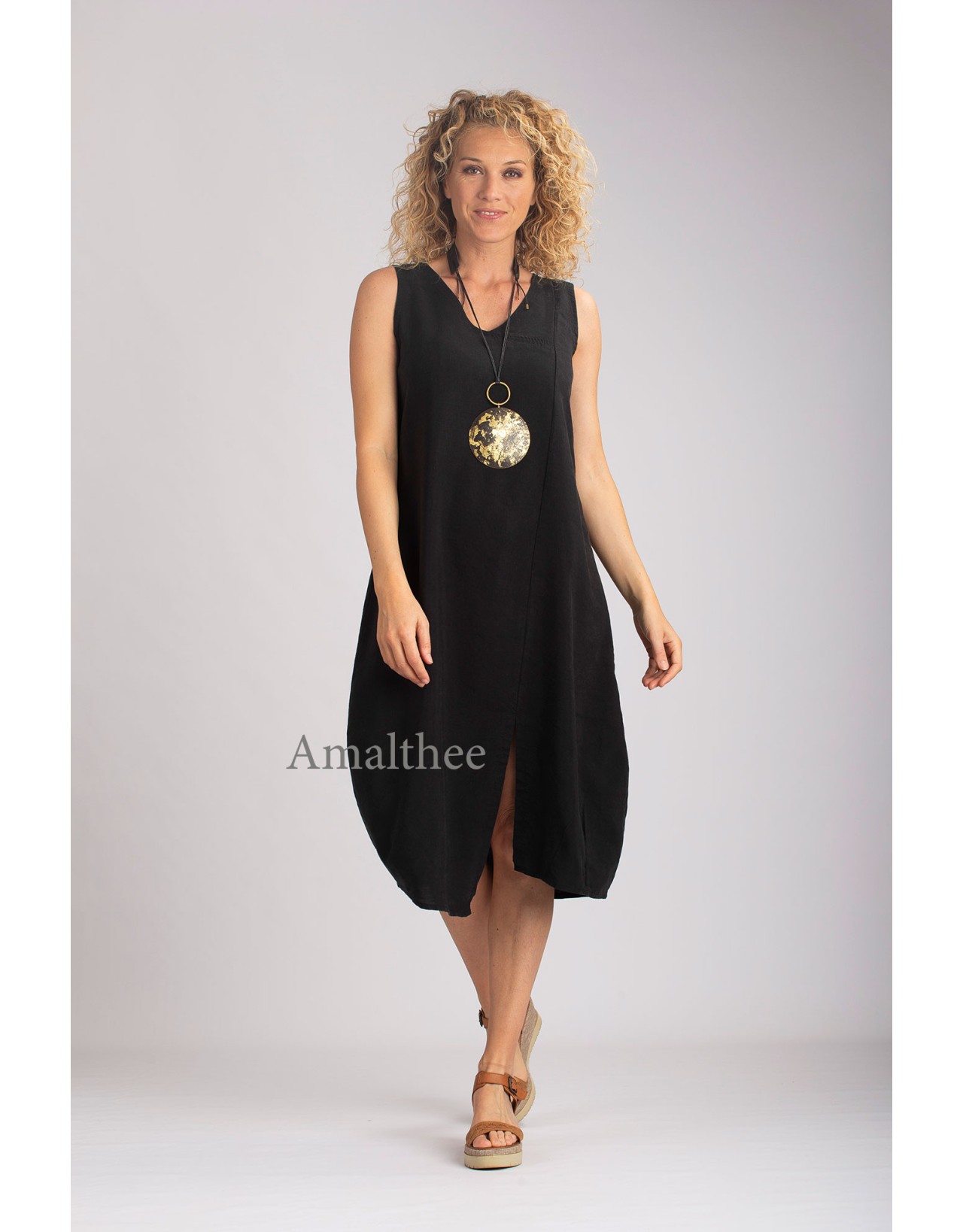 ROBE NOIRE ELENA EN LIN TENCEL