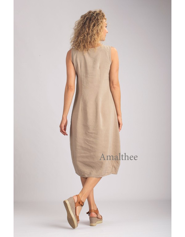 ROBE ELENA EN LIN TENCEL SABLE